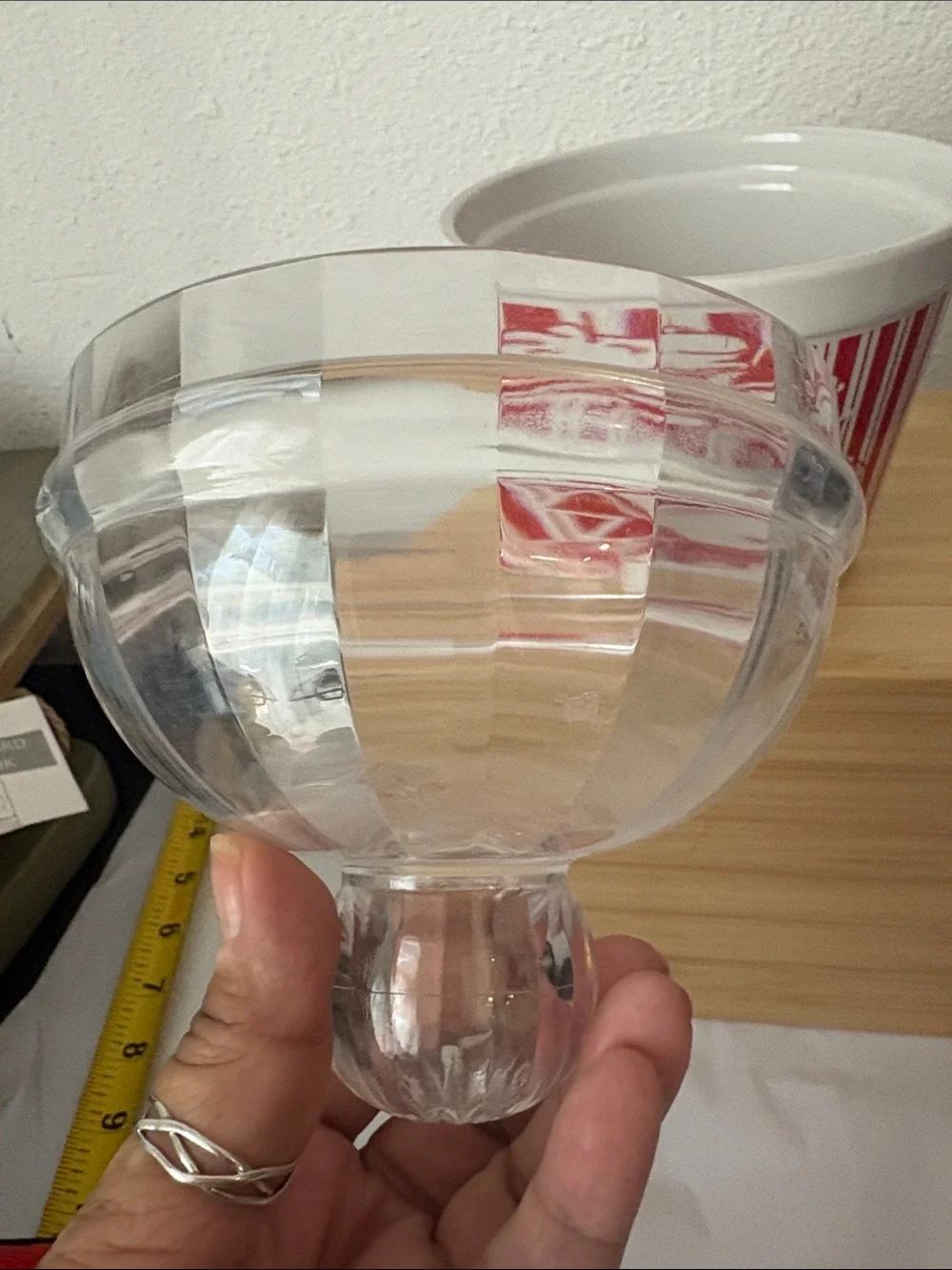 Popcorn Red & White Retro Snack Container with Clear Lid